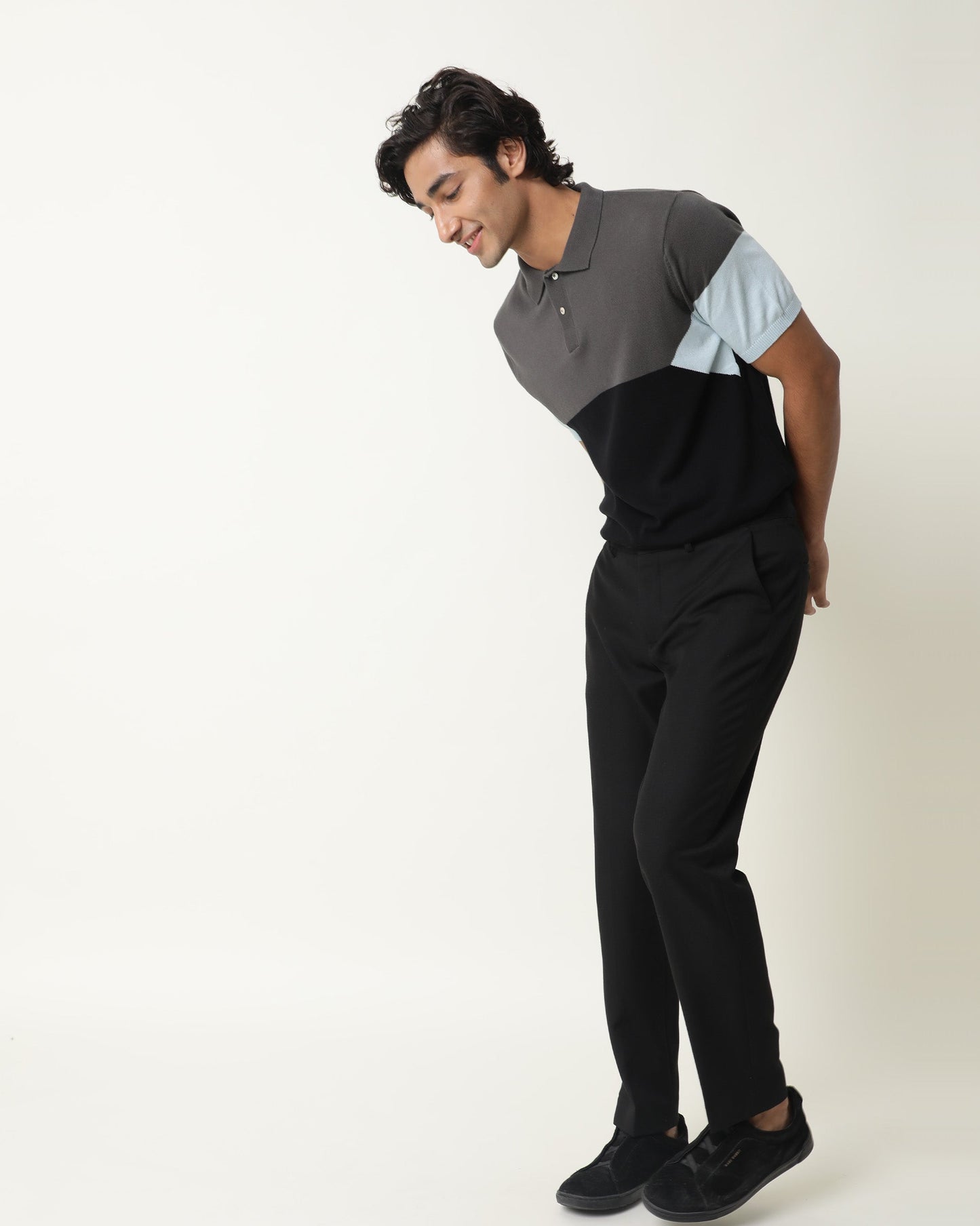 RARE RABBIT MENS TRIBLO BLACK POLO COTTON FABRIC SLIM FIT COLLAR COLLAR Half Sleeve