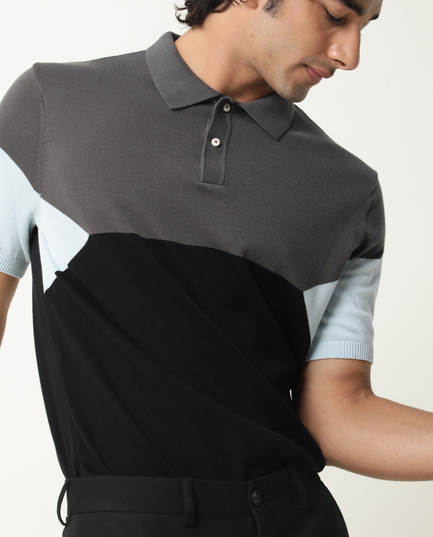 RARE RABBIT MENS TRIBLO BLACK POLO COTTON FABRIC SLIM FIT COLLAR COLLAR Half Sleeve