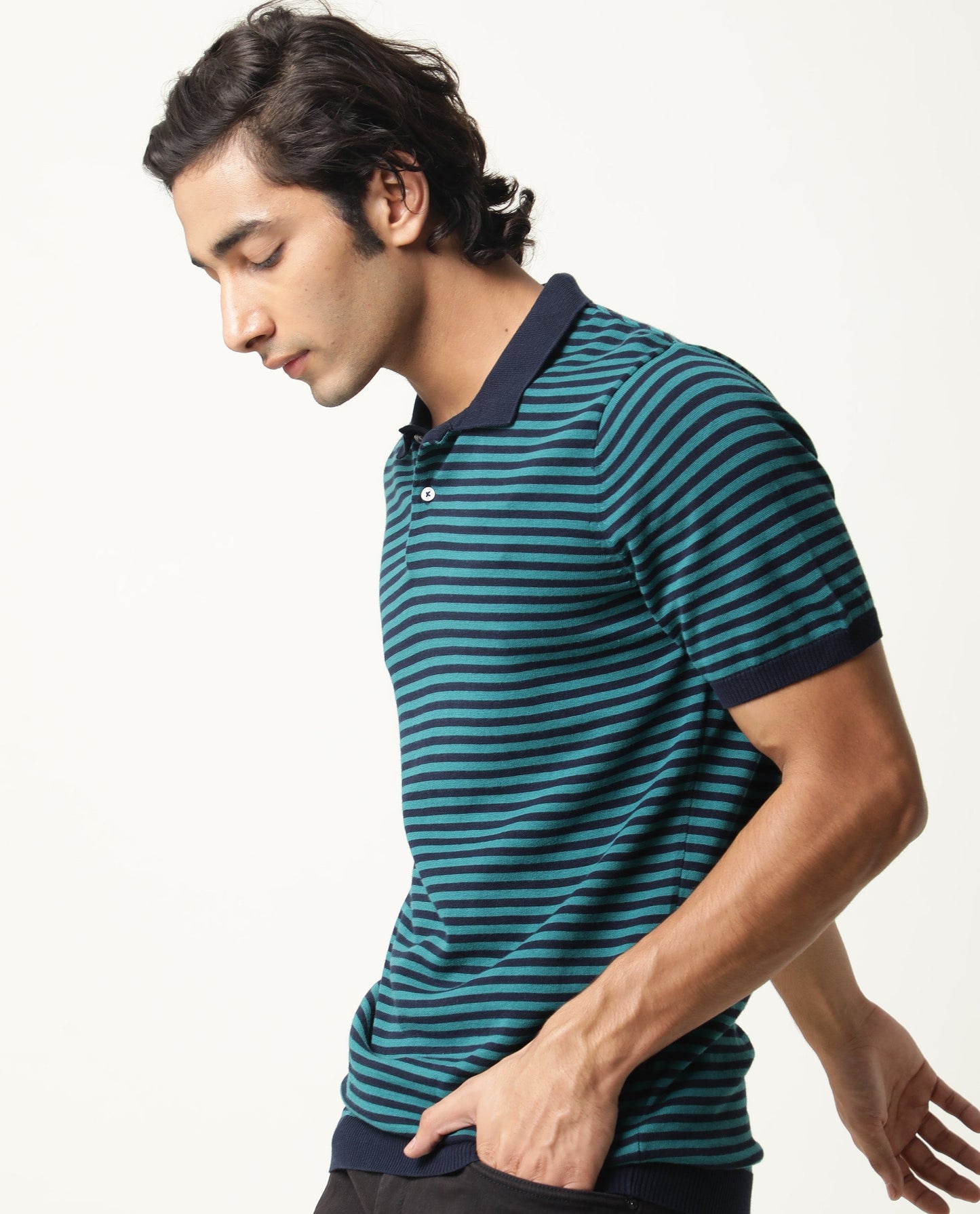 Rare Rabbit Rizon Primary Green Cotton Fabric Short Sleeve Collar Slim Fit Polo T-Shirt