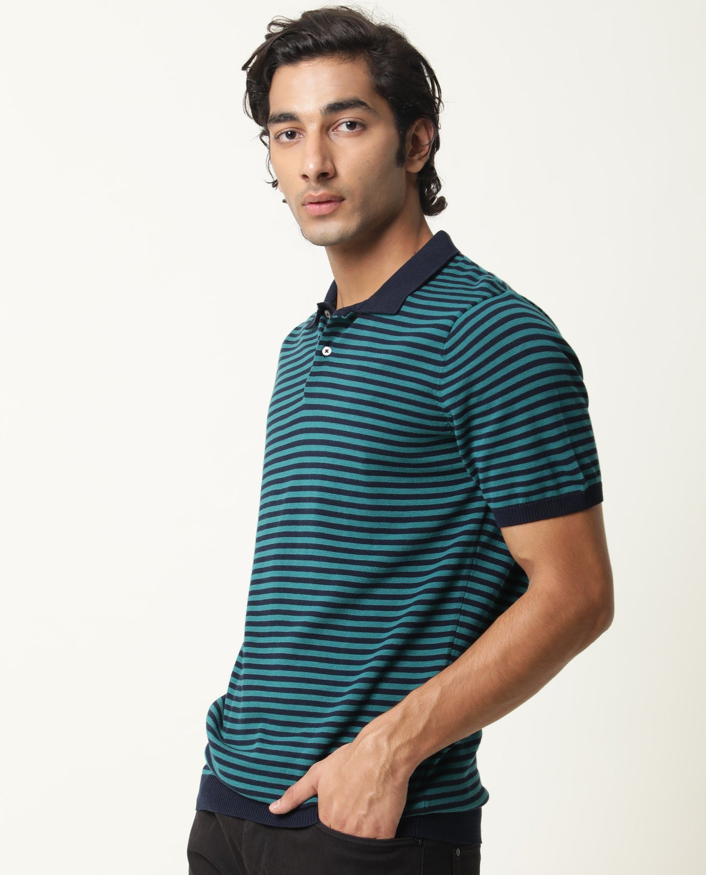Rare Rabbit Rizon Primary Green Cotton Fabric Short Sleeve Collar Slim Fit Polo T-Shirt