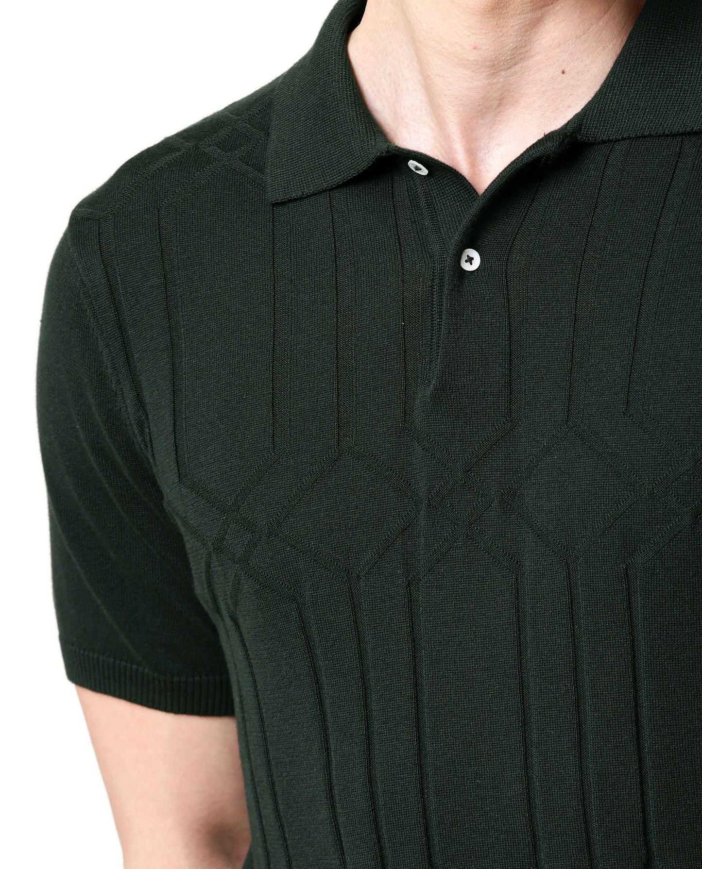 Rare Rabbit Men's Link Olive Cotton Fabric Collared Neck Flat Knit Half Sleeve Polo