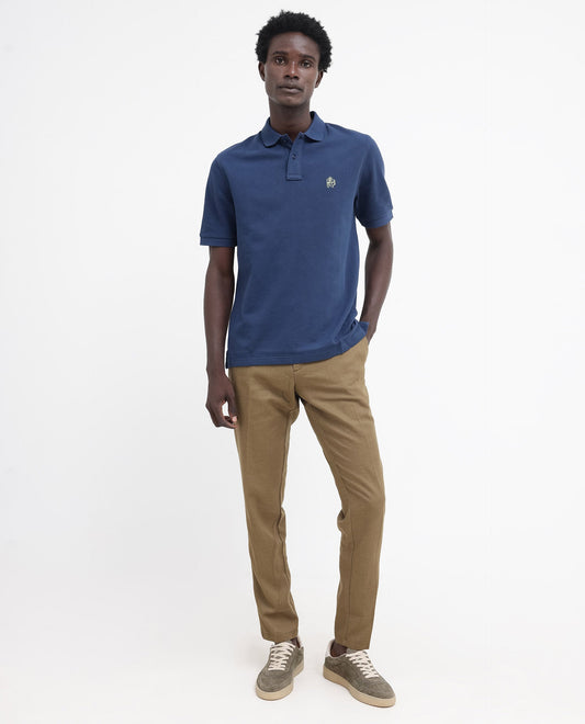 Rare Rabbit Mens Pare Blue Short Sleeve Regular Fit Solid Polo T-Shirt
