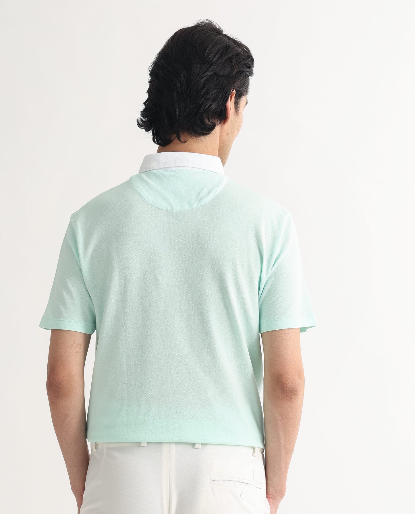 Rare Rabbit Men's Parma Pastel Green Cotton Fabric Contrasting Collared Neck Half Sleeve Polo T-Shirt