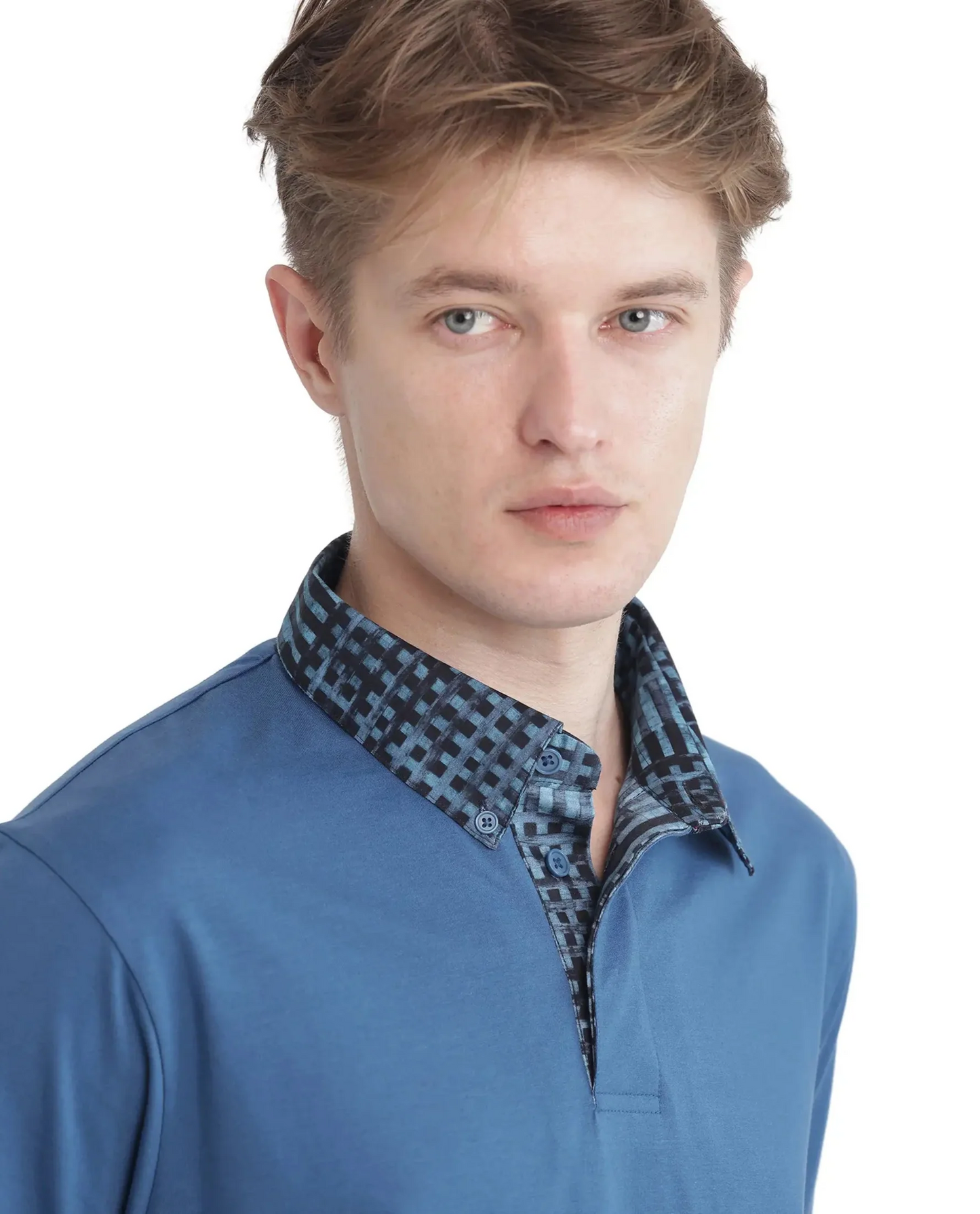 Rare Rabbit Men's Ringer 25 Blue Cotton Blend Fabric Half Sleeve Spread Collar Regular Fit Plain Polo