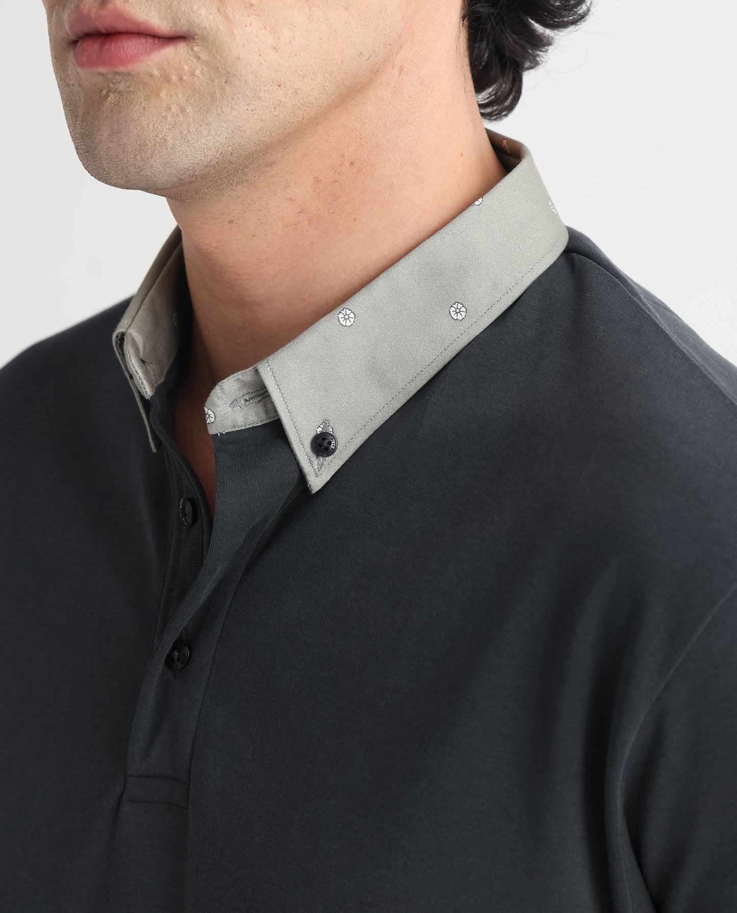 Rare Rabbit Men's Ringer-1 Olive Cotton Fabric Printed Collar Neck Half Sleeves Polo T-Shirt