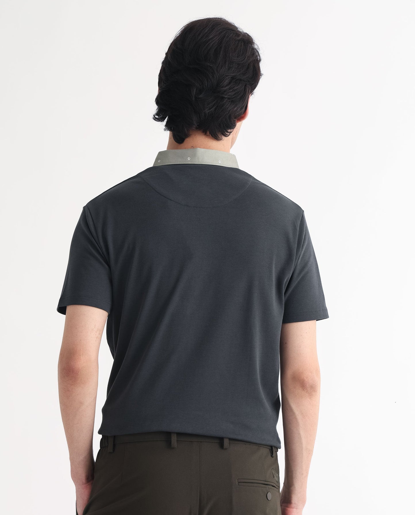 Rare Rabbit Men's Ringer-1 Olive Cotton Fabric Printed Collar Neck Half Sleeves Polo T-Shirt