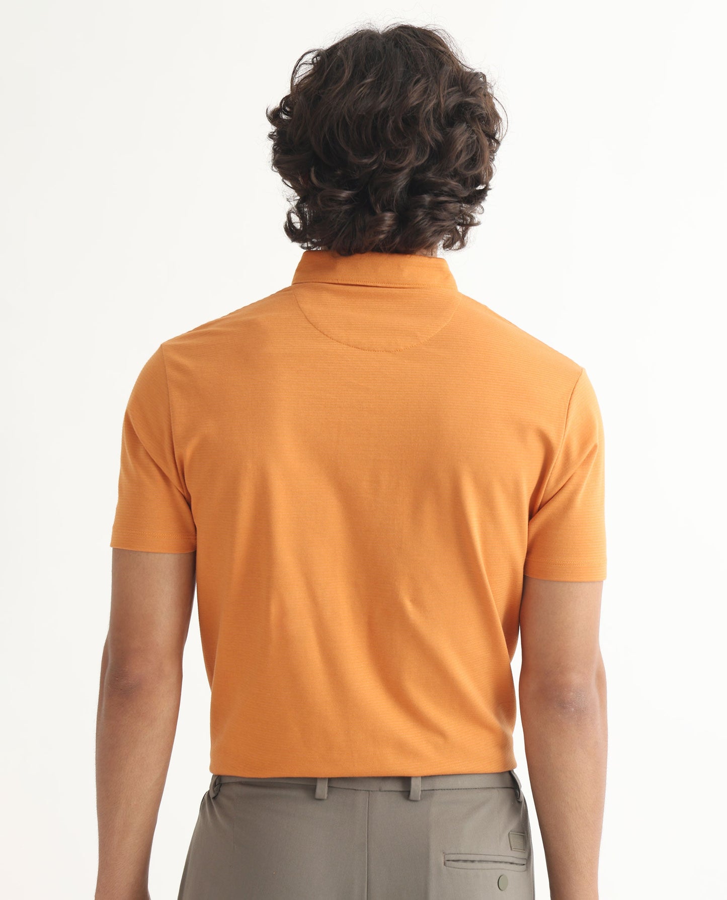 Rare Rabbit Men's Sailor-2S Orange Cotton Fabric Collared Neck Half Sleeve Polo T-Shirt