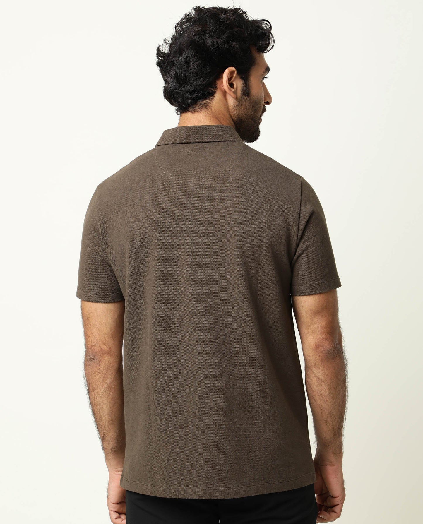 Rare Rabbit Men's Stan Olive Polo Cotton Fabric Collared Neck Half Sleeves Polo T-Shirt