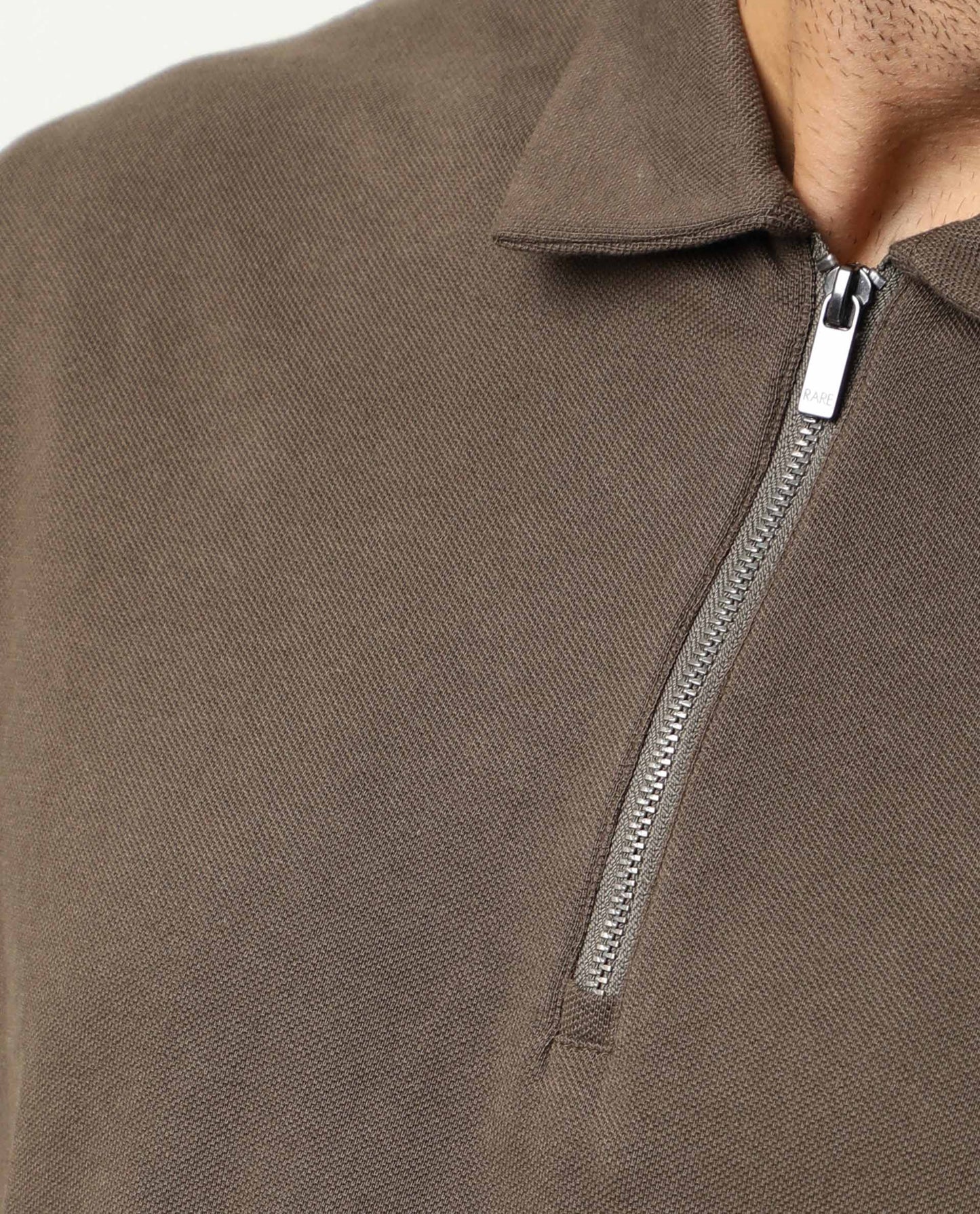 Rare Rabbit Men's Stan Olive Polo Cotton Fabric Collared Neck Half Sleeves Polo T-Shirt