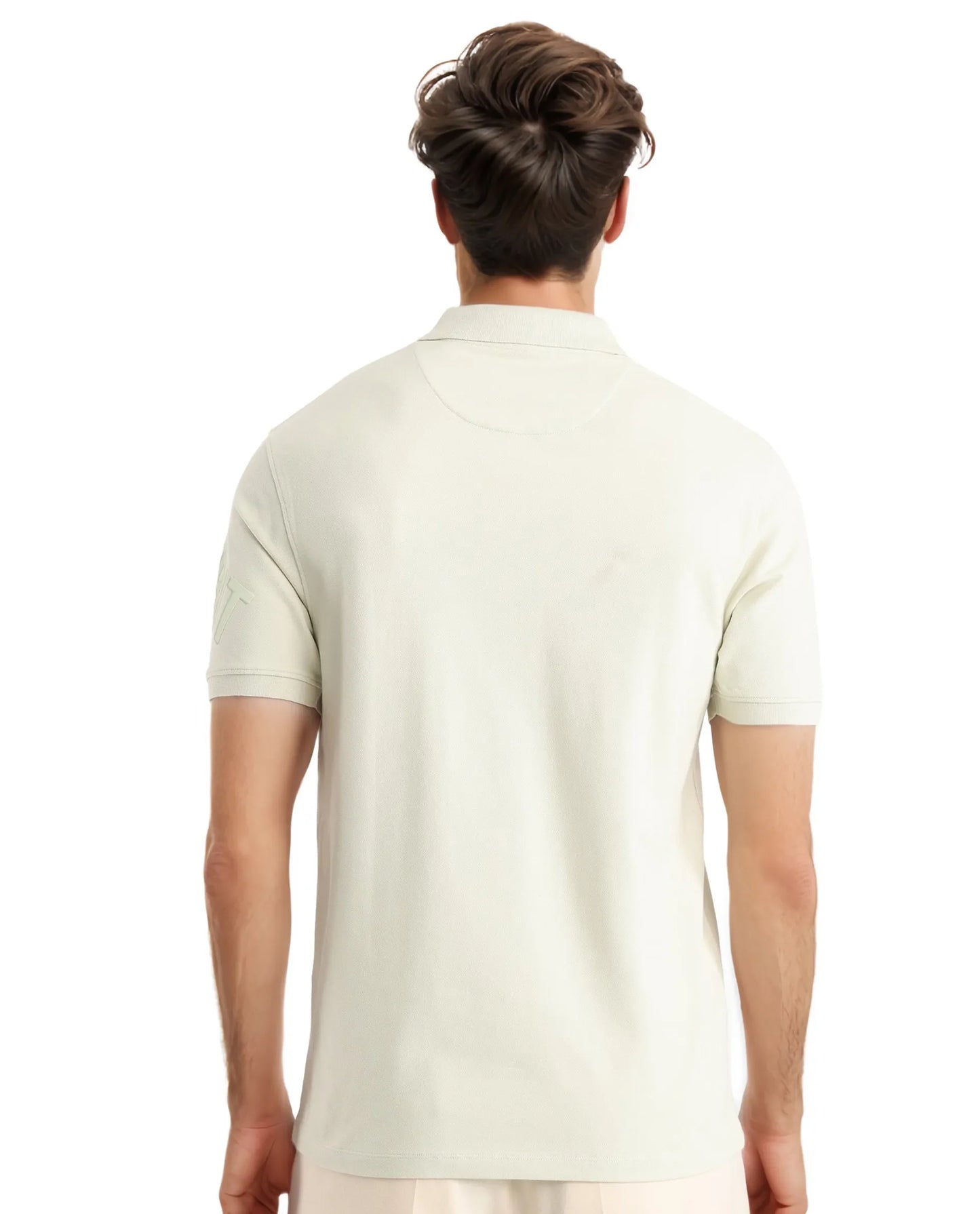 Rare Rabbit Men Taro Dusky Green Cotton Blend Short Sleeve Regular Fit Regular Collared Plain Polo