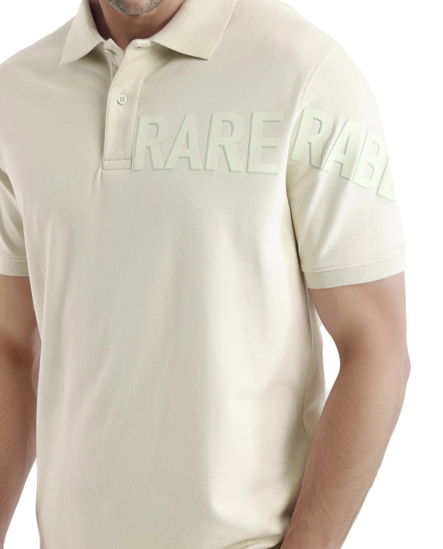 Rare Rabbit Men Taro Dusky Green Cotton Blend Short Sleeve Regular Fit Regular Collared Plain Polo