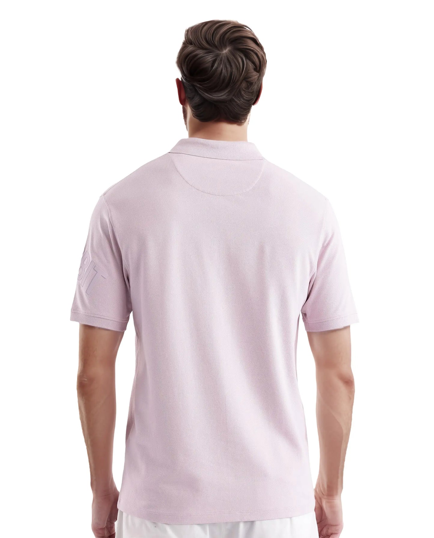 Rare Rabbit Men Taro Pink Cotton Blend Short Sleeve Regular Fit Regular Collared Plain Polo