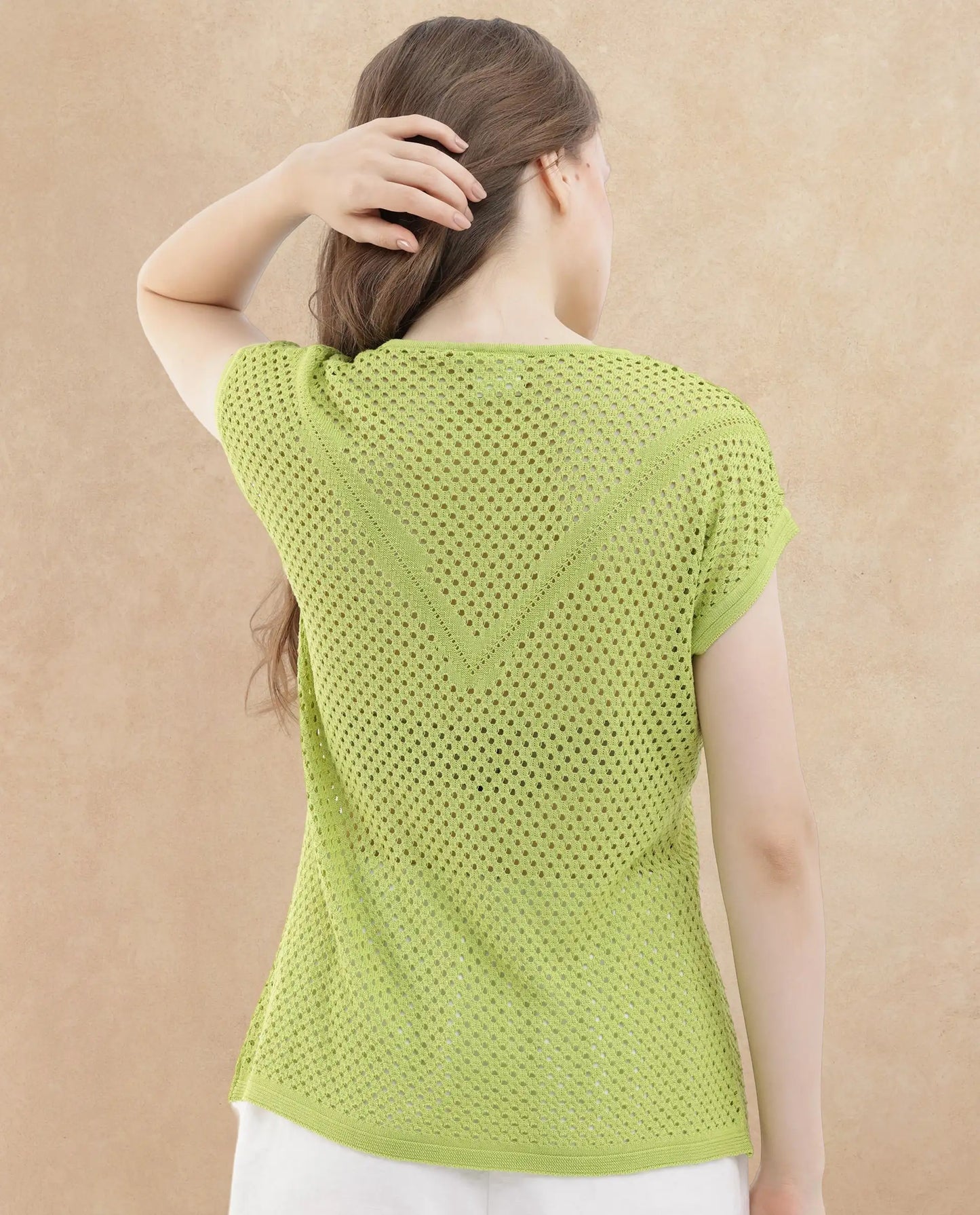 Rareism Womens Totoro Flouroscent Green Top U-Neck Solid