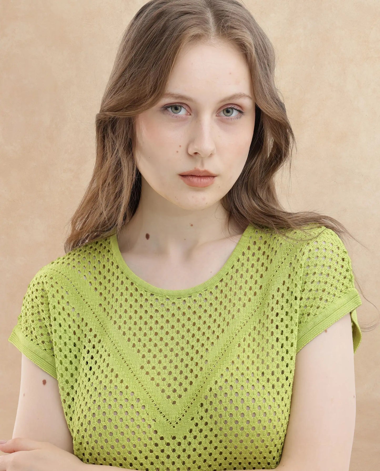Rareism Womens Totoro Flouroscent Green Top U-Neck Solid