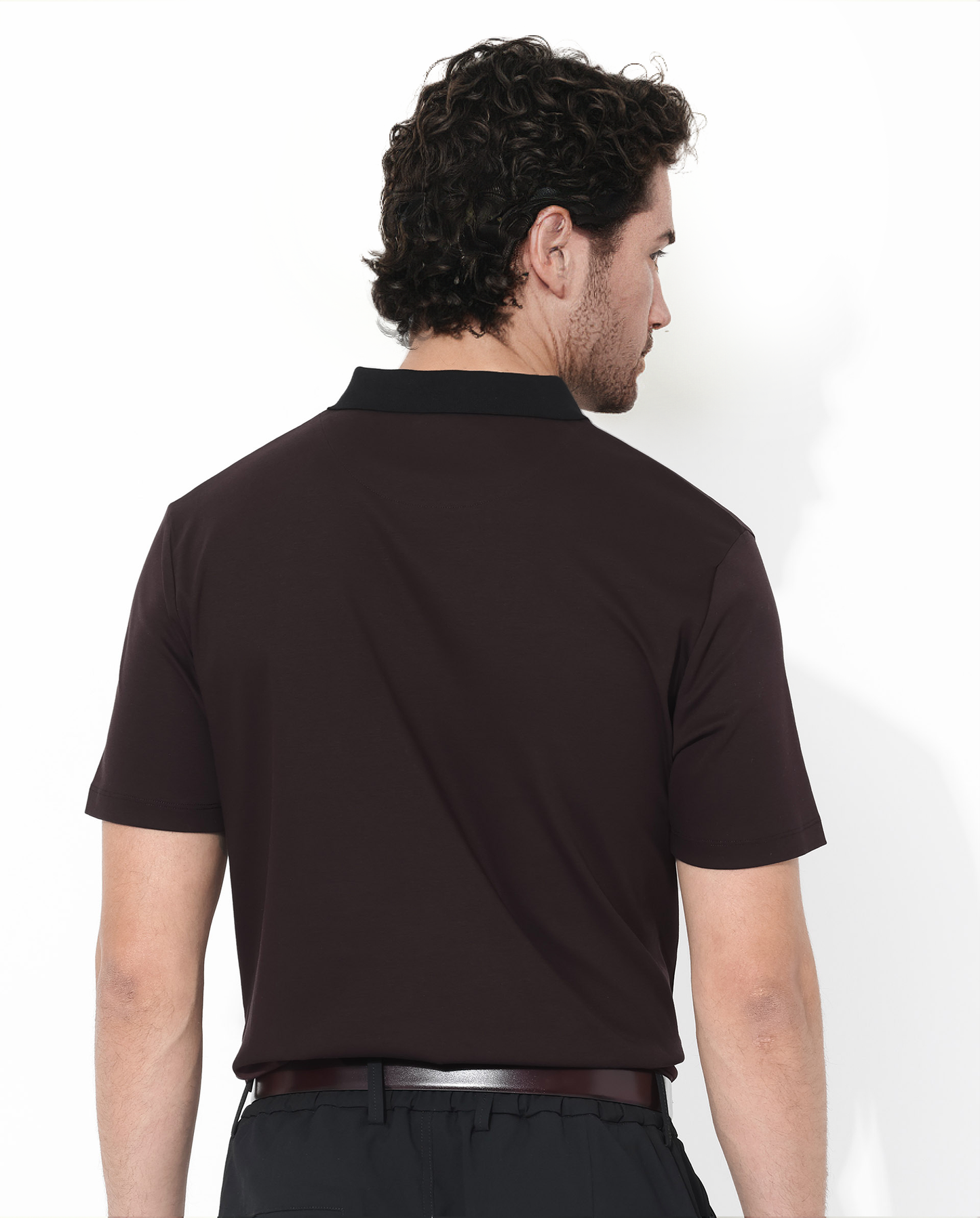 Rare Rabbit Men's Trex Maroon Cotton Fabric Short Sleeves Collared Neck Plain Knit Polo