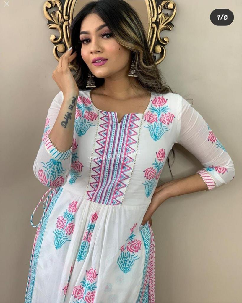 Printed Nayra Cut Kurta and Pant Set