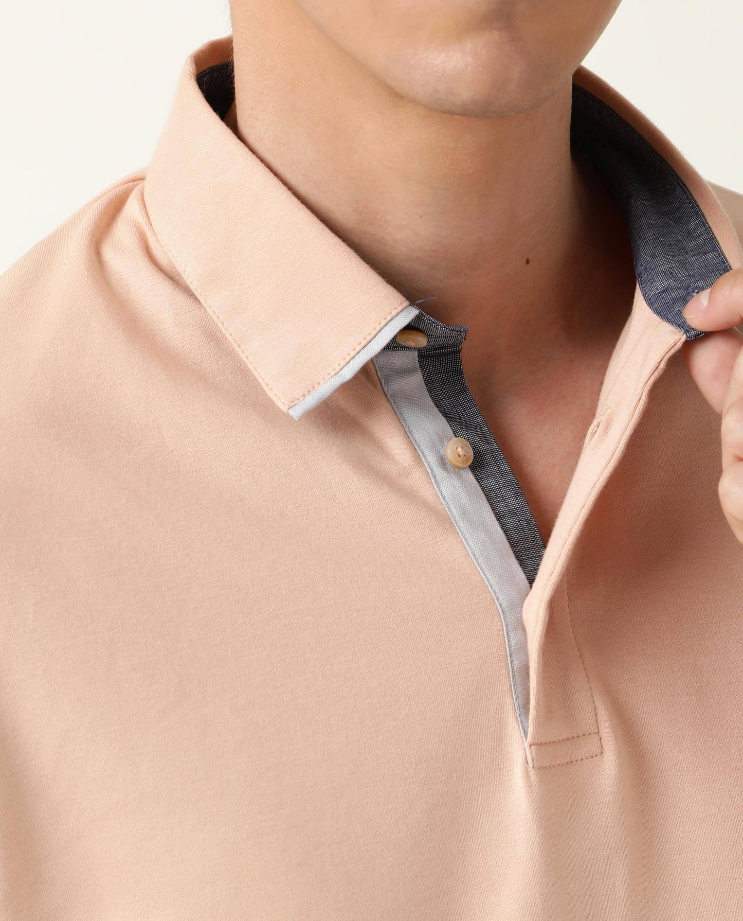 Rare Rabbit Men's Zap Peach Solid Cotton Fabric Collared Neck Half Sleeve Polo T-Shirt