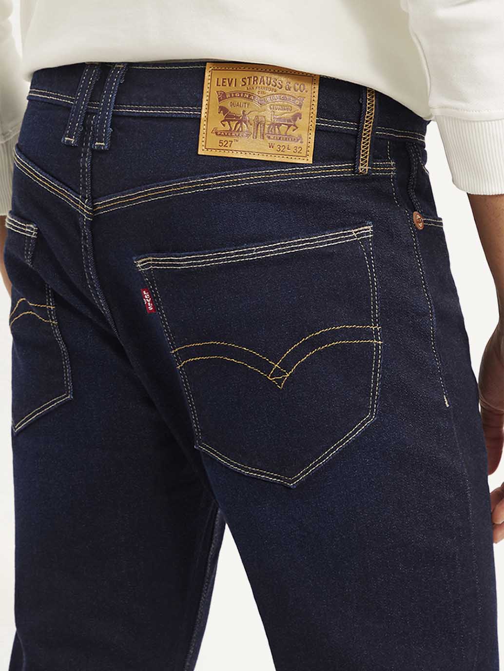 Men's 527 Navy Blue Bootcut Fit Mid Rise Jeans