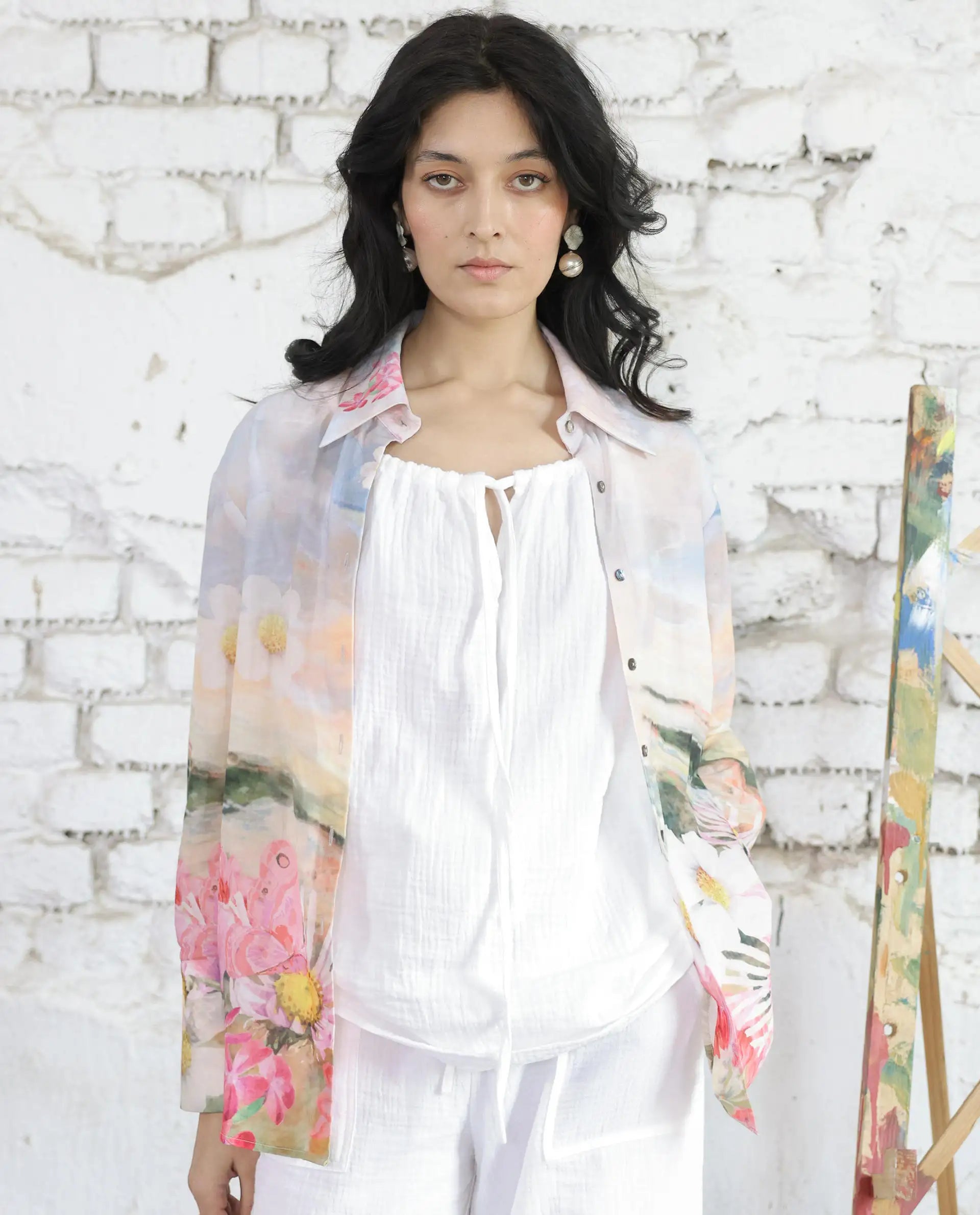 Rareism Women Cyno Multi Cotton Fabric Full Sleeve Collared Neck Floral Print Regular Length Shirt