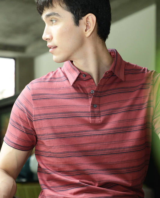 RARE RABBIT NEON PRIMARY MAROON POLO COTTON FABRIC SHORT SLEEVE COLLARED NECK SLIM FIT