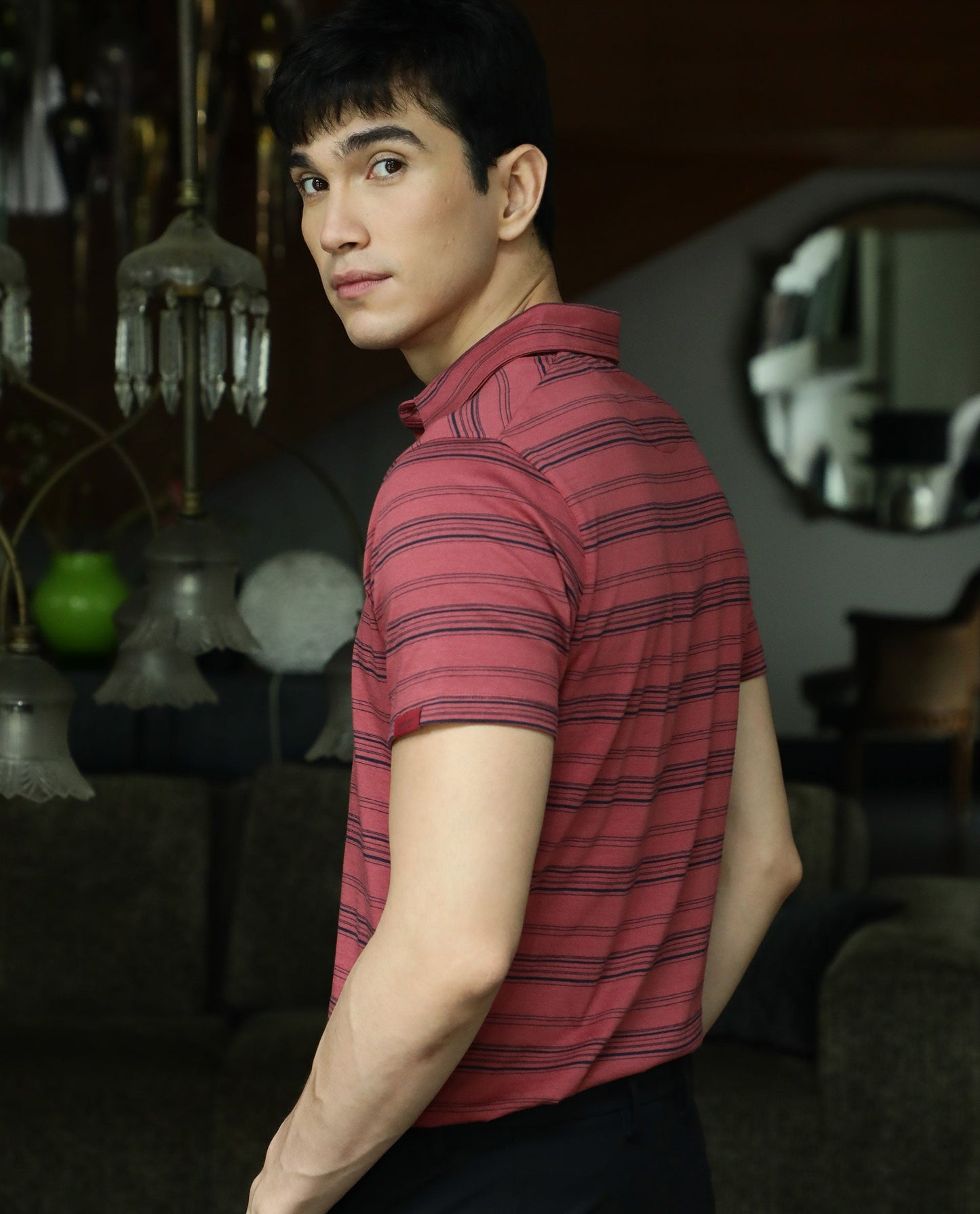 RARE RABBIT NEON PRIMARY MAROON POLO COTTON FABRIC SHORT SLEEVE COLLARED NECK SLIM FIT