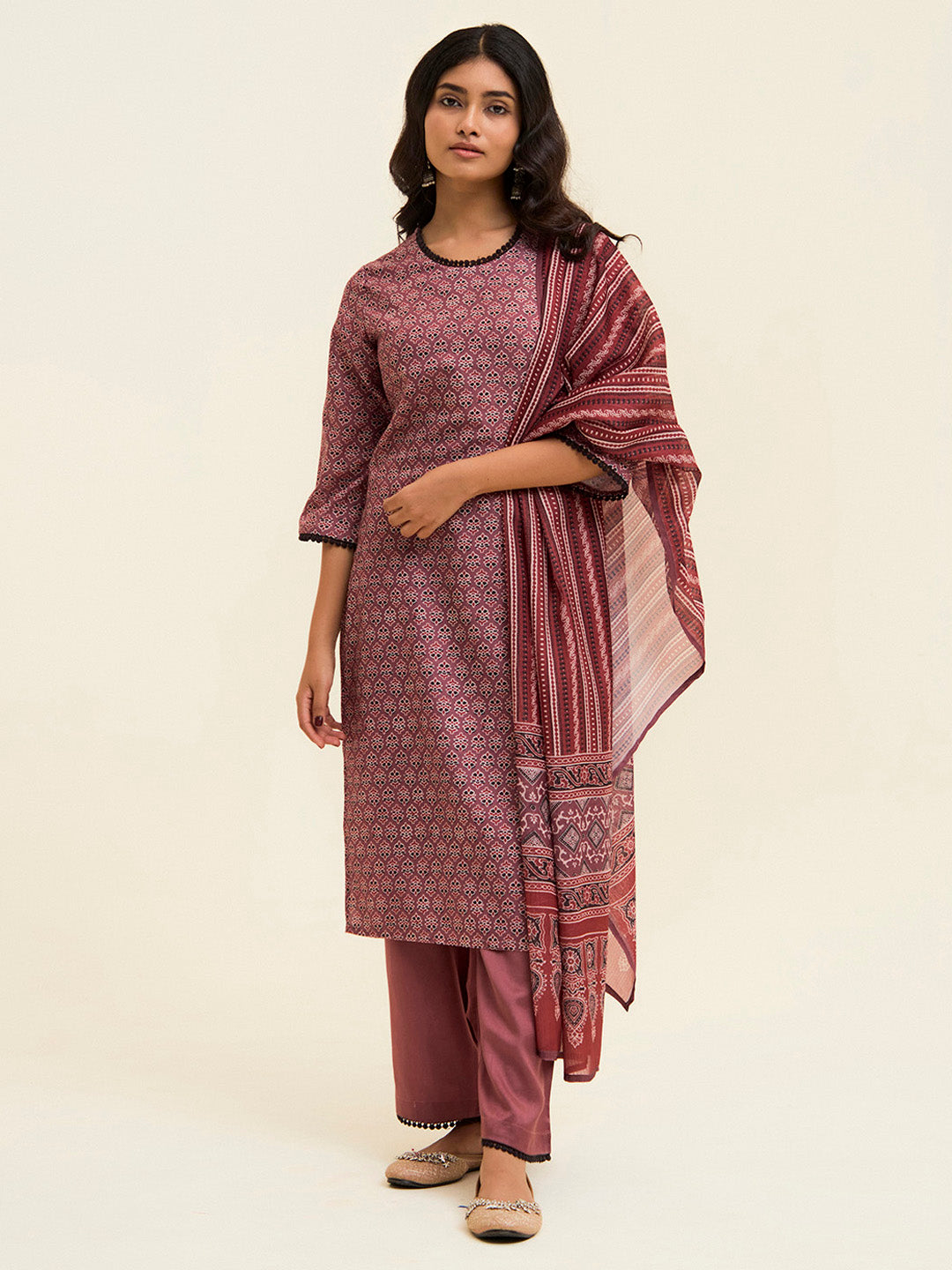 Mauve Digital Printed Cotton Suit Set