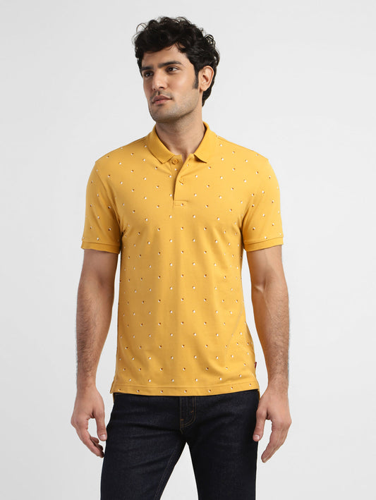 Men's Geometric Print Polo T-shirt Yellow