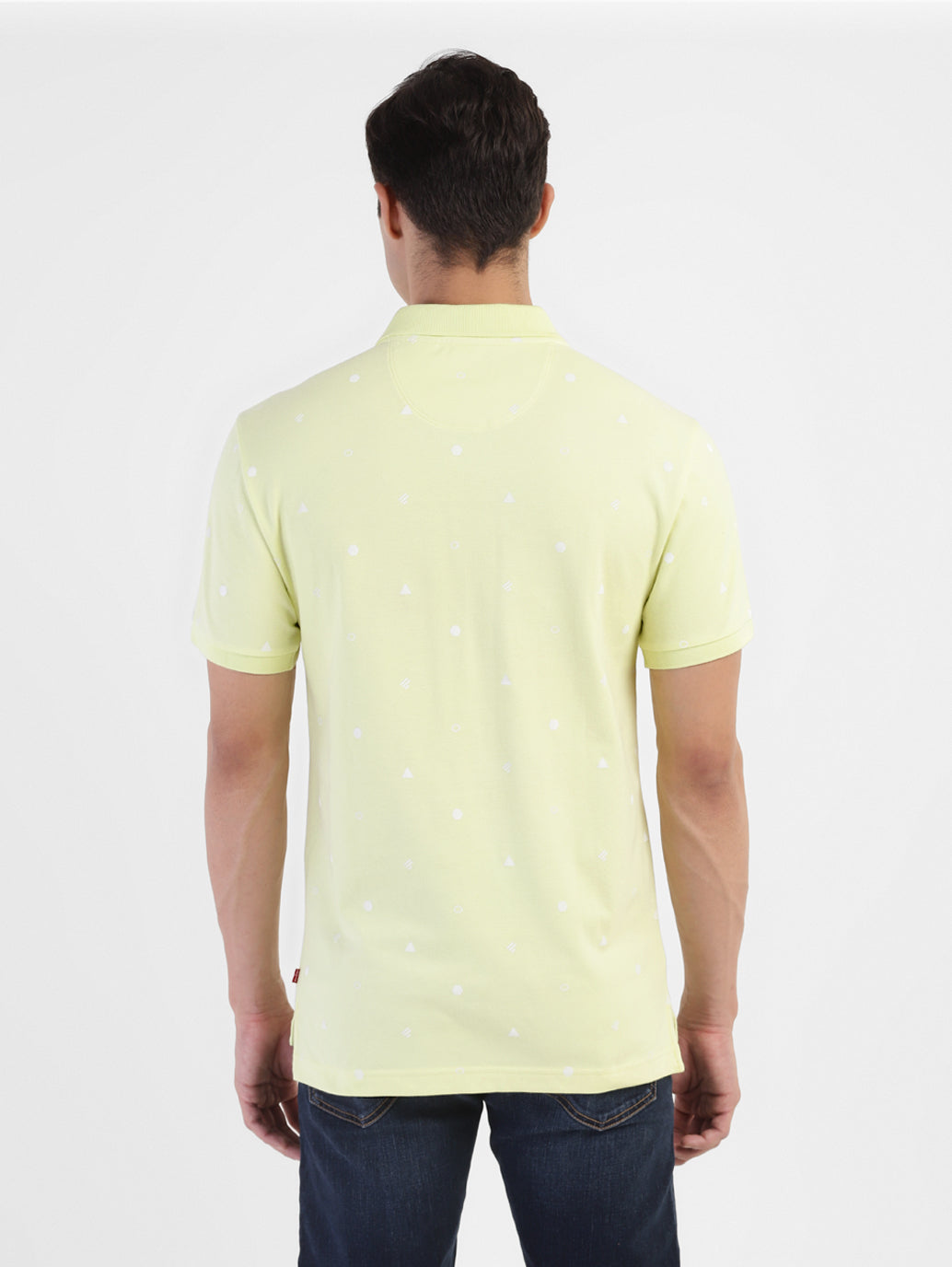 Men's Geometric Print Polo T-shirt Yellow