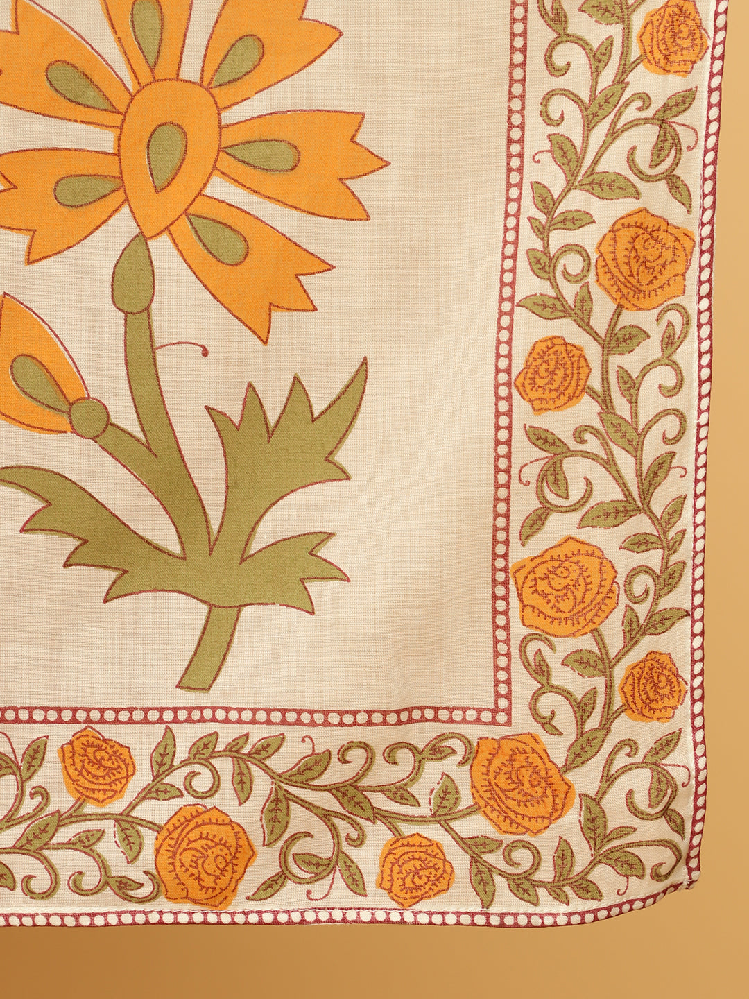 Mughal Motif Cotton Anarkali Kurta With Palazzo And Printed Dupatta