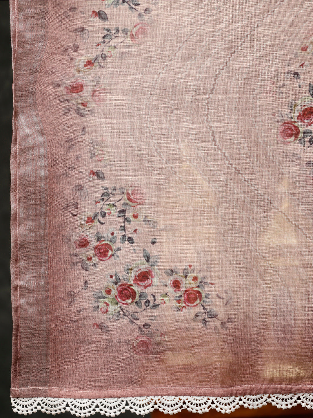 PINK ROSE PRINTED PAKISTANI KURTA WITH PALAZZO AND DUPATTA