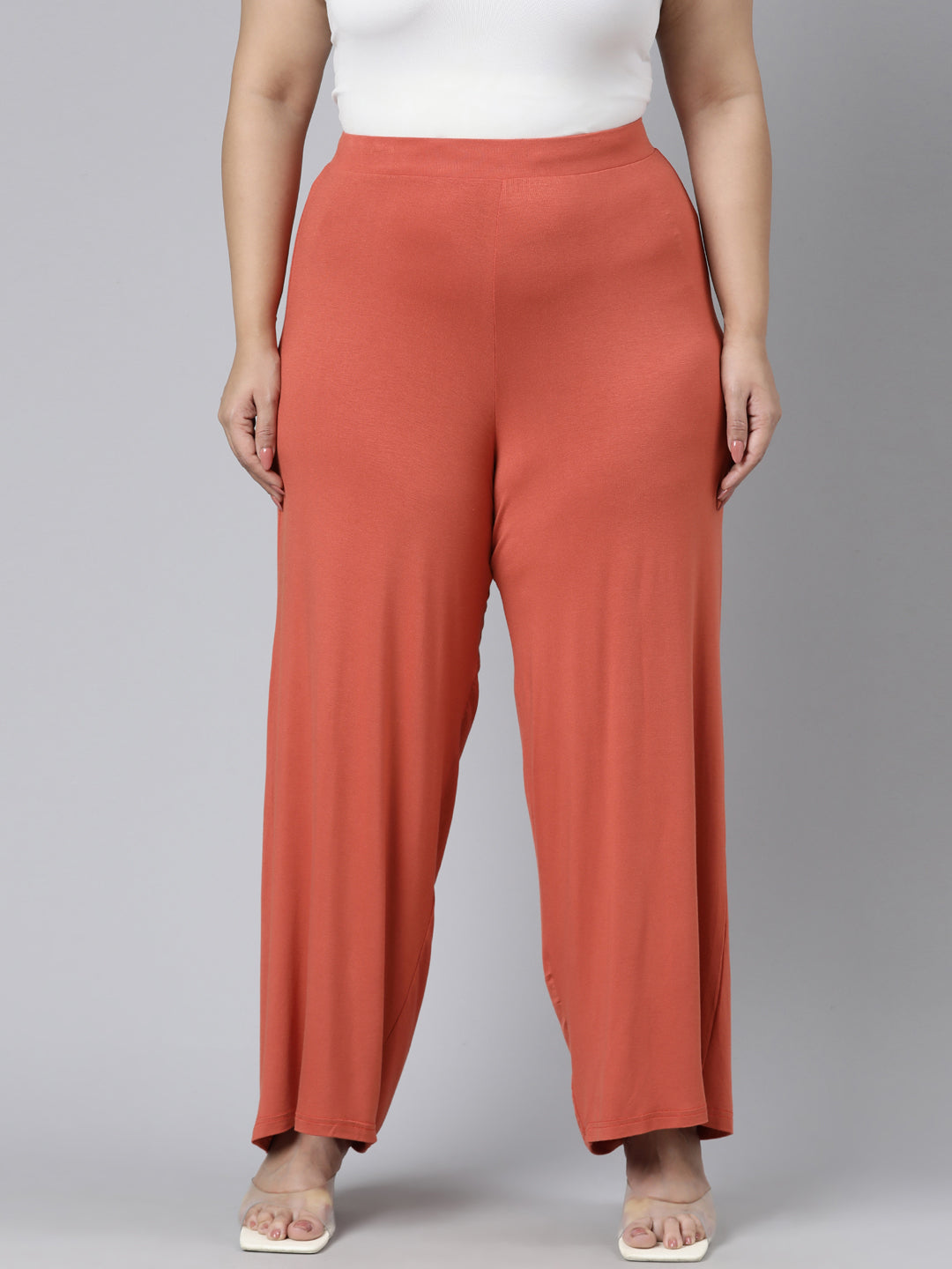 Rust Viscose Knit Palazzo