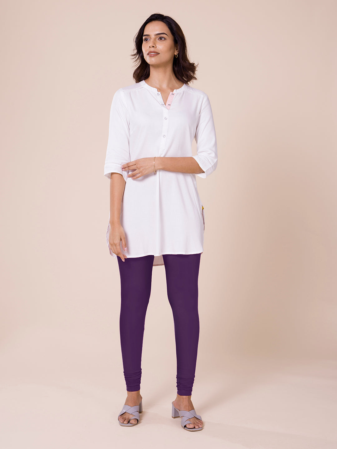 Black Currant Cotton Stretch Churidar