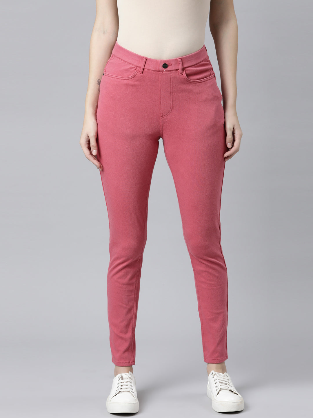 Coral Cotton Polyester Super Stretch Jeggings