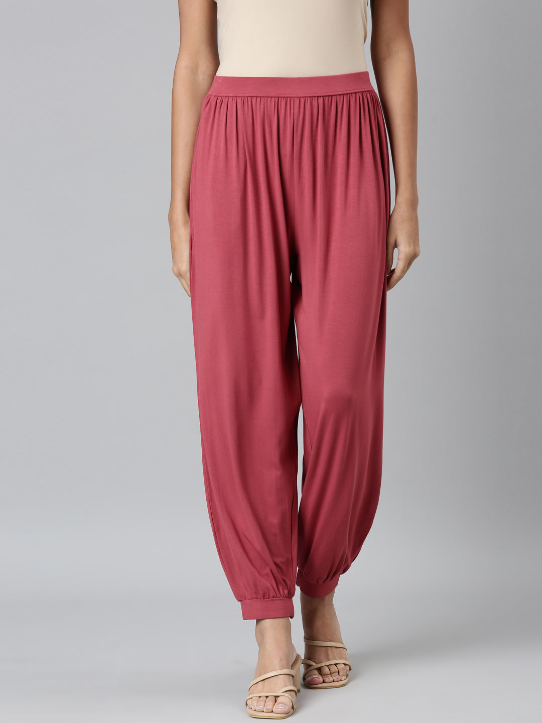 Rusty Pink Viscose Stretch Harems