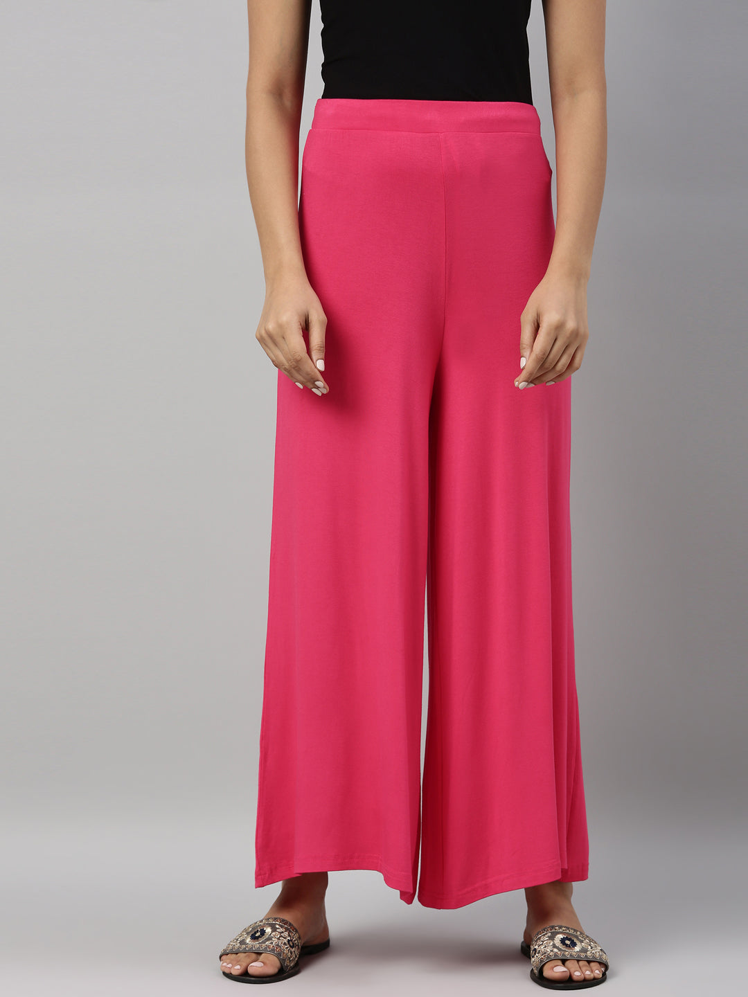 Young Fuchsia Viscose Knit Palazzo