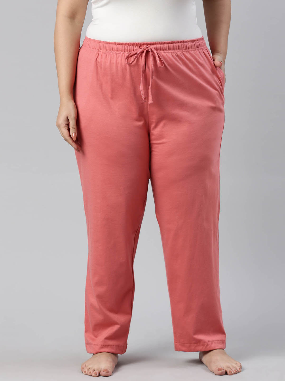 Dusty Pink Cotton Knit Lounge Pants