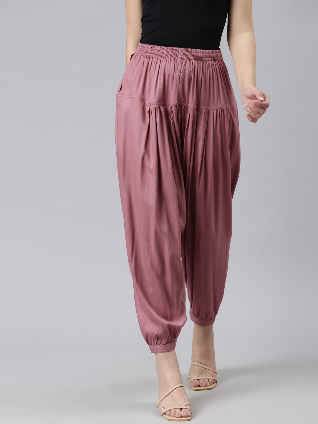 Light Wine Woven Viscose Harem Pant