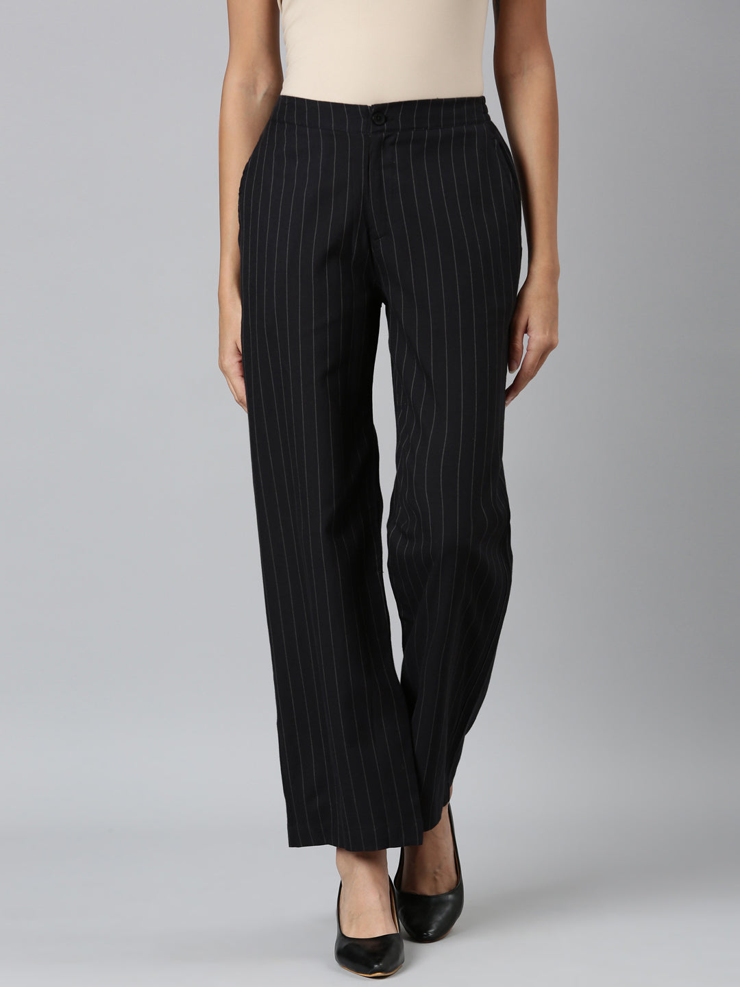 Black Cotton Stripes Cargo Pant