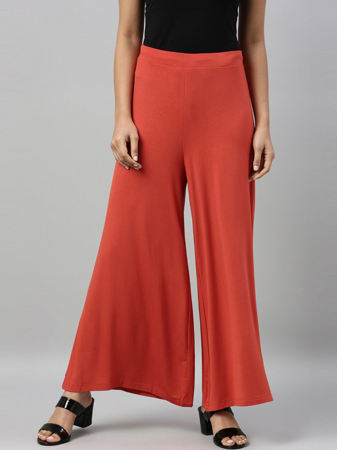 Rust Viscose Knit Palazzo