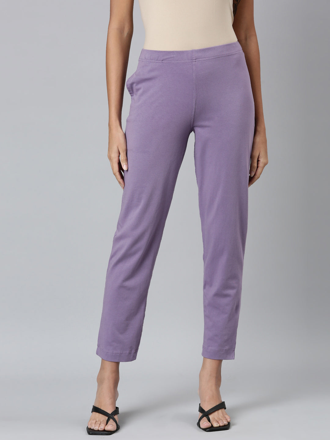 Dusty Purple Cotton Stretch Kurti Pants