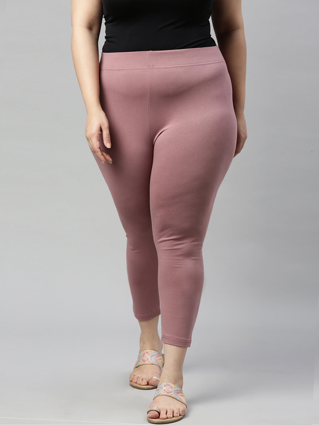 Dusty Voilet Cotton Stretch Cropped Leggings