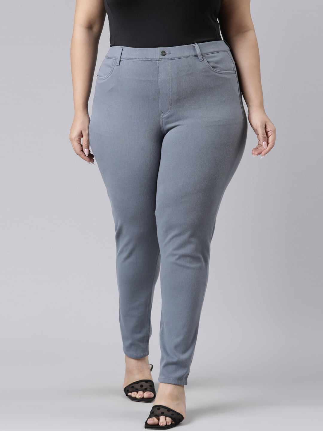 Jeans Blue Cotton Polyester Super Stretch Jeggings