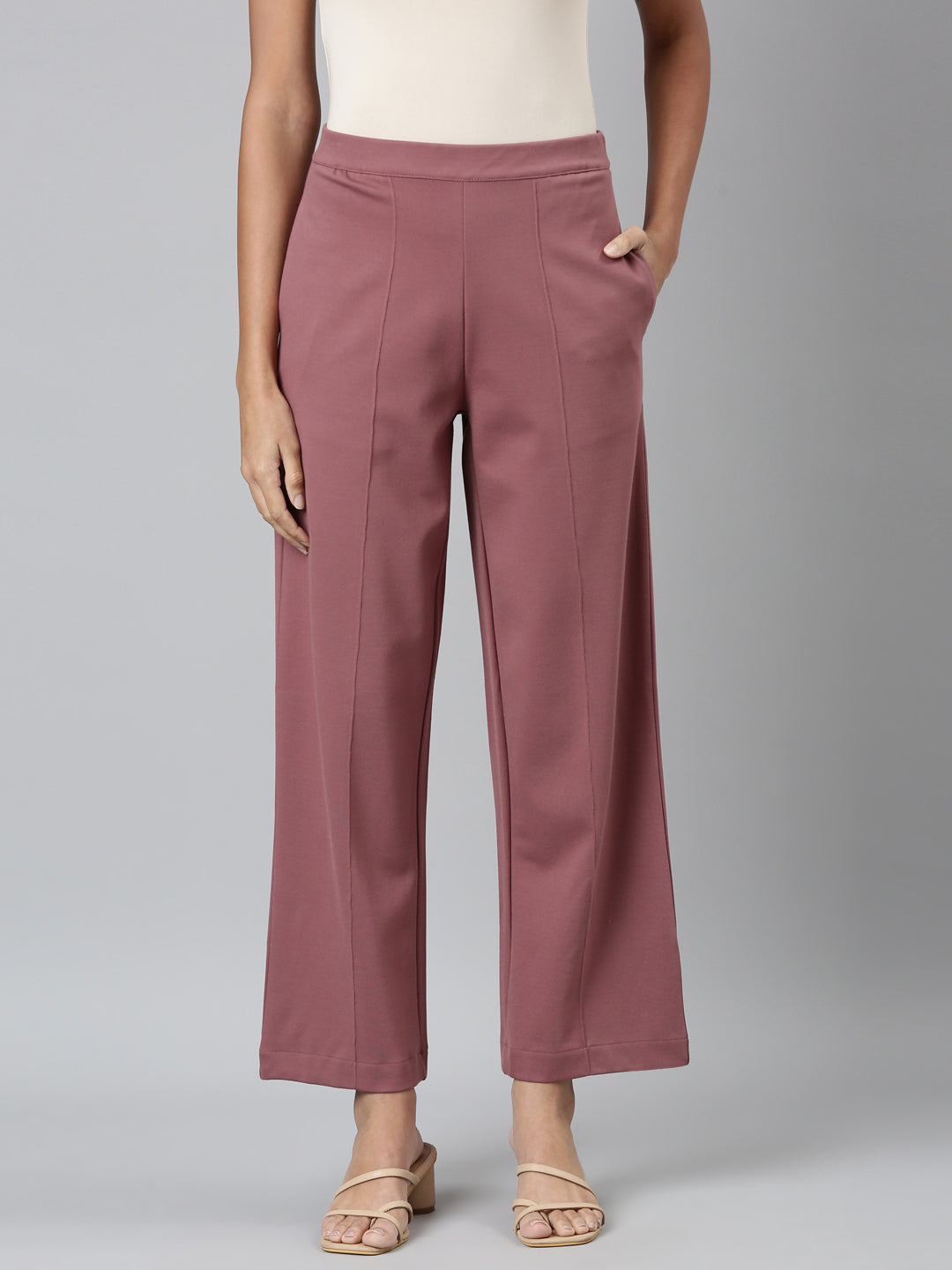 Light Brown Roma Ponte Wide Pants