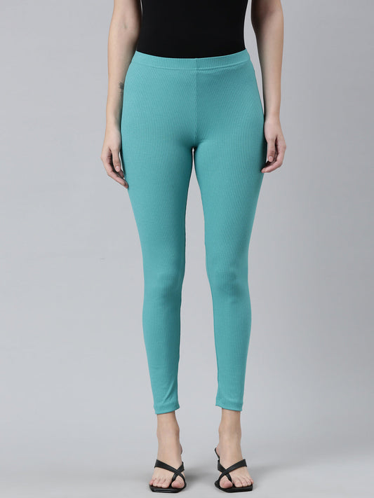 Mint Drop Needle Fabric Rib Leggings
