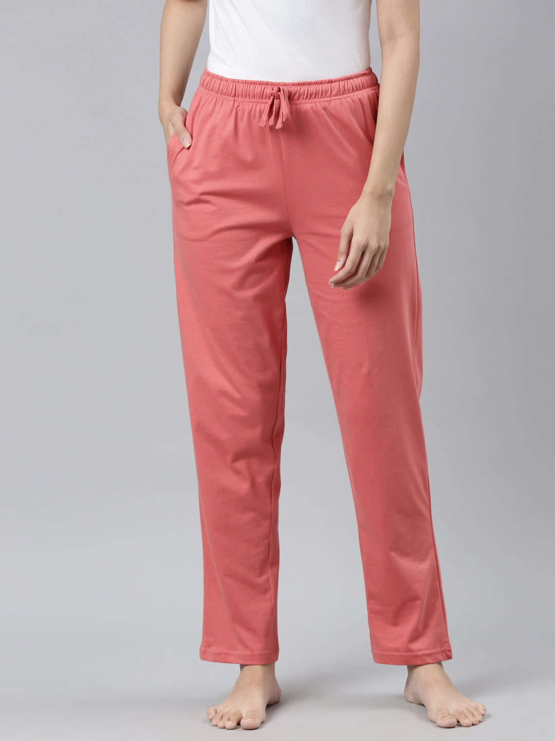 Dusty Pink Cotton Knit Lounge Pants