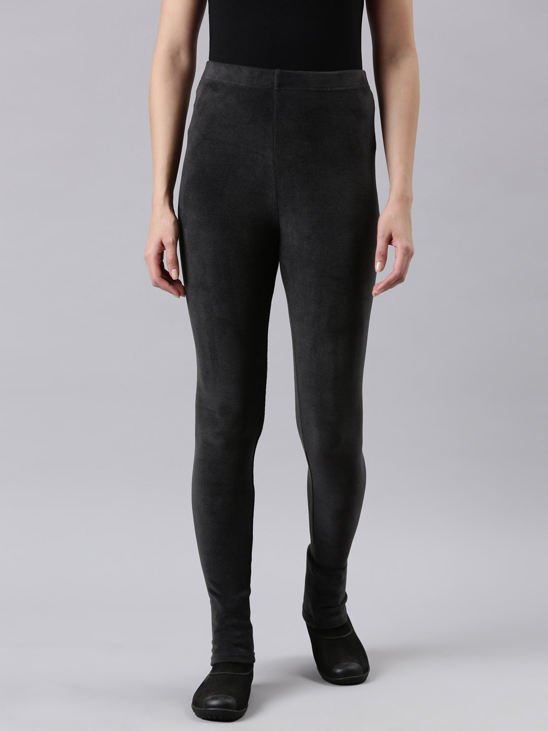 Silver Grey Velour Ultra Warm Leggings