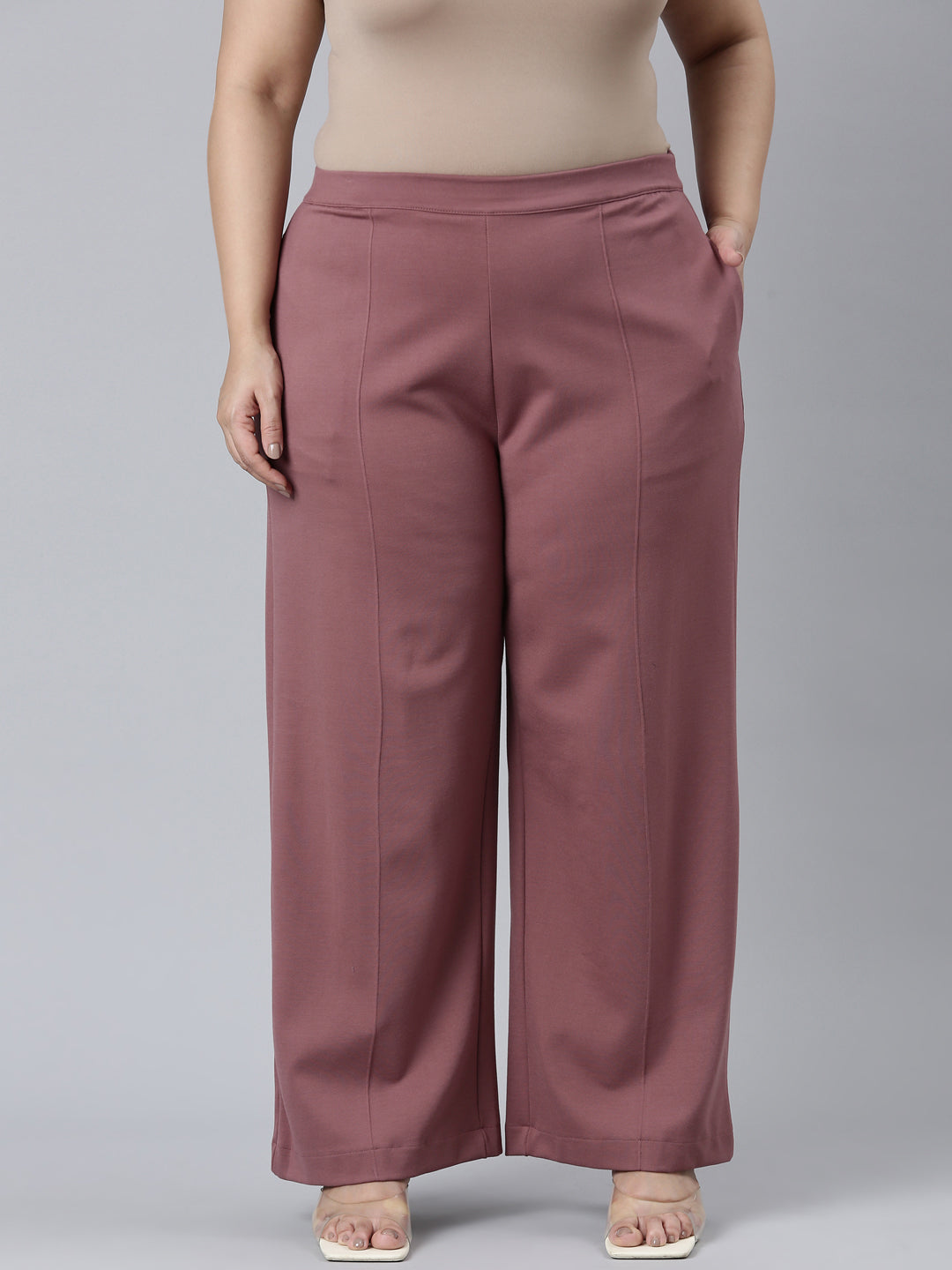 Light Brown Roma Ponte Wide Pants