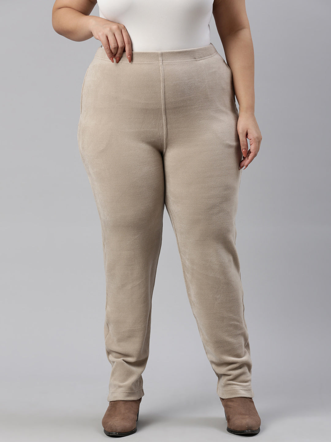 Beige Velour Ultra Warm Pants
