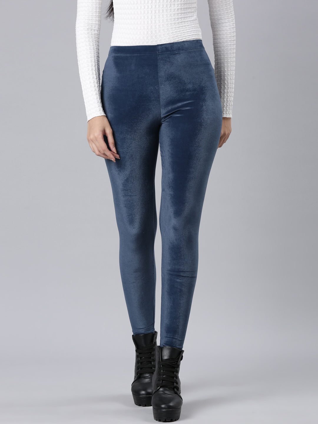Navy Velour Leggings