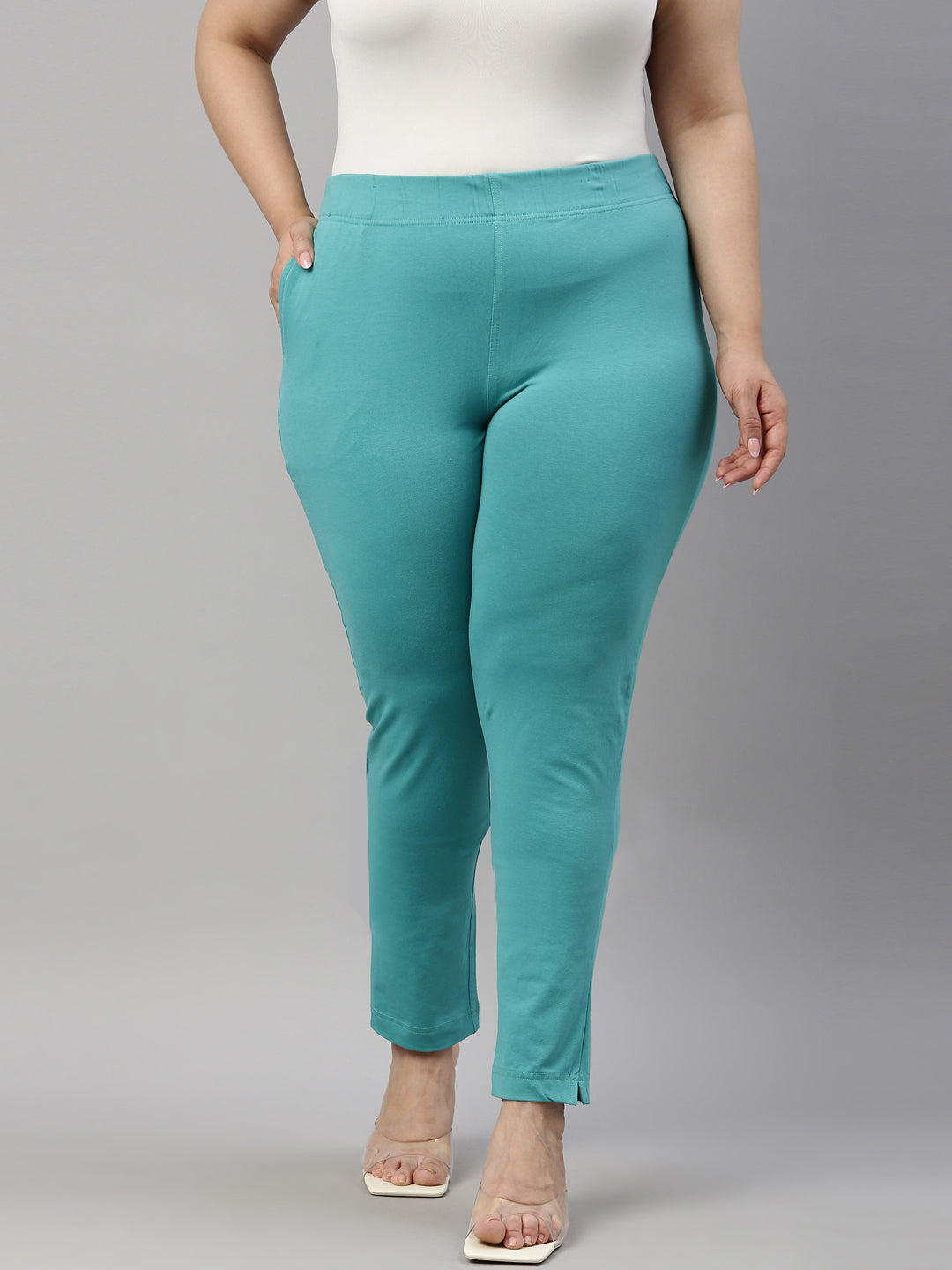 Dark Mint Cotton Stretch Kurti Pants